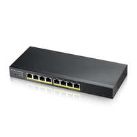 ZYXEL ZYXEL Switch 8x1000Mbps (8xPOE), Fémházas, Menedzselhető (8GbE port), GS1915-8EP-EU0101F