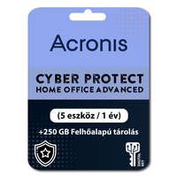 Acronis Acronis Cyber Protect Home Office Advanced (5 eszköz / 1 év) + 250 GB Felhőalapú tárolás (Elektronikus licenc)