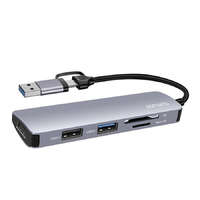 4smarts 4smarts USB/Type-C Hub, 5-in-1, 2XUSB 2.0, 1XUSB 3.0, kártyaolvasó