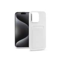 Haffner Apple iPhone 15 Pro Max szilikon hátlap kártyatartóval - Card Case - fehér