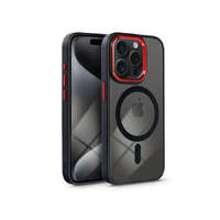 Haffner Apple iPhone 15 Pro szilikon hátlap - Edge Mag Cover - fekete/piros/átlátszó