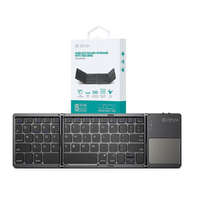Devia Devia összecsukható vezeték nélküli angol kiosztású Bluetooth billentyűzet érintőpaddal - Devia Lingo Series Foldable Wireless Keyboard with Touchpad - fekete