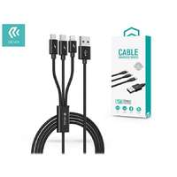 Devia Devia USB töltőkábel 1,2 m-es vezetékkel - Devia Gracious Series 3in1 for Lightning/microUSB/Type-C - 5V/3A - fekete