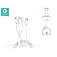Devia Devia USB töltő- és adatkábel 1,2 m-es vezetékkel - Devia Smart Series 3in1 for Lightning/Android/Type-C - 2A - white
