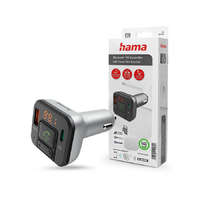 Hama HAMA Bluetooth FM-transmitter/szivargyújtó töltő - USB +Type-C + MP3 + kártyaolvasó + PD + QC 3.0 - ezüst/fekete