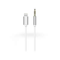 Haffner Lightning - 3,5 mm jack audio kábel 1 m-es vezetékkel - fehér/ezüst