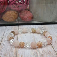 csucsajandek Rózsakvarc-Holdkő-Hegyikristály karkötő