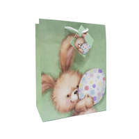 Ajándéktasak - kicsi (zöld alapon nyuszi pöttyös tojással)