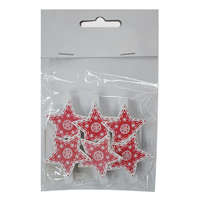 Karácsonyi dekorációs csipesz (6 db-os, piros-fehér csillag)