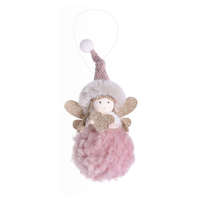 Karácsonyi dekoráció (rózsaszín, kötött sapkás angyal)