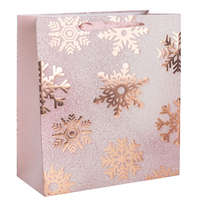 Ajándéktasak - közepes (rózsaszín alapon hópelyhek)