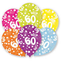 Javoli Happy Birthday 60 Colorful léggömb, lufi 6 db-os 11 inch (27,5cm)