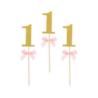 Javoli Rózsaszín 1st Birthday díszítő pálca 10 db-os