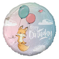 Javoli Róka Happy Birthday Fox Pastel fólia lufi 36 cm