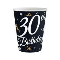 Javoli Happy Birthday 30 B&C papír pohár 6 db-os 200 ml