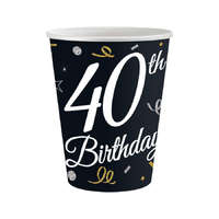 Javoli Happy Birthday 40 B&C papír pohár 6 db-os 200 ml
