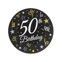 Javoli Happy Birthday 50 B&C papírtányér 6 db-os 18 cm