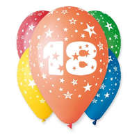 Javoli Happy Birthday 18 Star léggömb, lufi 5 db-os 12 inch (30cm)