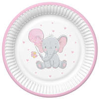 Javoli Baby elefánt Pink Balloon papírtányér 8 db-os 18 cm
