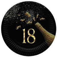 Javoli Happy Birthday 18 Golden Champagne papírtányér 8 db-os 18 cm