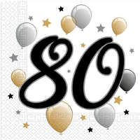 Javoli Happy Birthday 80 Milestone szalvéta 20 db-os 33x33 cm
