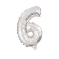Javoli Ezüst Silver 6-os szám fólia lufi 10 cm