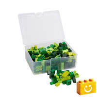 Q-BRiCKS | 300 db-os vegyes, 100% kompatibilis építőkocka készlet különböző zöld színekben