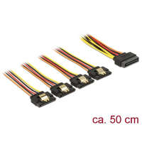  DeLock SATA 15pin power plug with latching function > SATA 15pin power receptacle 4x straight 0,5m