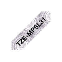Brother Brother TZe-MPSL31 laminált P-touch szalag (12mm) Black on Silver Lace Pattern - 4m
