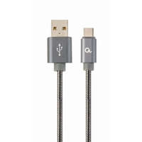 Gembird Gembird CC-USB2S-AMCM-1M-BG Premium spiral metal Type-C USB charging and data cable 1m Metallic Grey