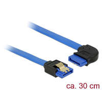  DeLock SATA 6 Gb/s receptacle straight > SATA receptacle right angled 30 cm blue with gold clips Cable Blue