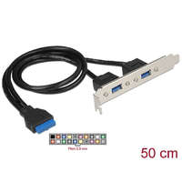  DeLock Slot bracket 1 x 19 pin USB 3.0 pin header female internal > 2x USB 3.0 Type-A female external