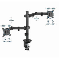  Gembird MA-D2-03 Adjustable desk mounted double monitor arm 17”-32” Black