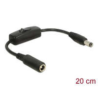  DeLock DC 5.5 x 2.5 mm male > DC 5.5 x 2.5 mm female with switch 20cm Adapter cable Black