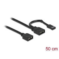  DeLock RGB Connection Cable 3 pin for 5 V RGB / ARGB LED illumination with 2 x 3 pin female 50cm Black