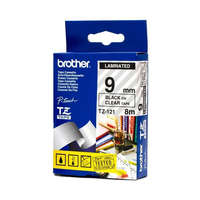 Brother Brother TZE-121 laminált P-touch szalag (9mm) Black on Clear - 8m