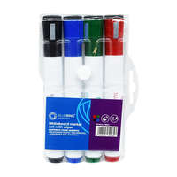  Táblamarker készlet, 3mm, mágneses, törlővel multifunkciós kerek Bluering®, 4 klf. szín