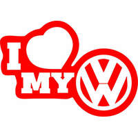  I love my VW 15cm x 15cm - piros