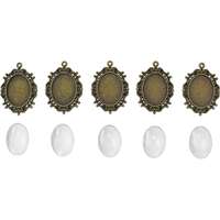 PC Üveglencsés fém medál lencsével ovális, 18x25mm - bronz