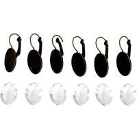 PC Fém fülbevaló alap lencsével ovális, 13 x 18 mm 1 pár - bronz