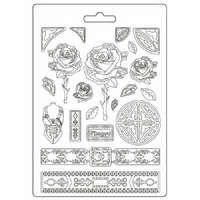 Stamperia Lágy PVC öntőforma A4 - Sir Vagabond in Fantasy World mechanical rose and borders