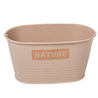 Fém kaspó ovális nature felirattal rózsaszín M8x15x8cm