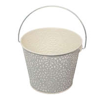 Fém kaspó mintás szürke fogantyúval D11,5cm M9,5cm