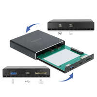 Delock Delock Külső ház 2.5 SATA HDD / SSD-hez további USB Type-C és A-típusú USB portokkal, valamint SD