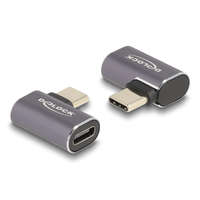  Delock USB Adapter 40 Gbps USB Type-C PD 3.0 100 W csatlakozódugóval - csatlakozóhüvellyel, ívelt bal / jobb 8K 60 Hz fém
