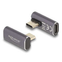  Delock USB Adapter 40 Gbps USB Type-C PD 3.0 100 W csatlakozódugóval - csatlakozóhüvellyel, elforgatott ívelt bal / jobb 8K 60 Hz fém