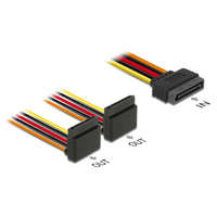 Delock Delock 15 pin-es SATA kábel bemeneti zár funkcióval > 2 db 15 pin-es SATA tápcsatlakozó kimeneti fel