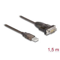 Delock Delock Adapter A-típusú USB 2.0 - 1 x soros RS-232 D-Sub 9 tűs apa anyacsavarokkal 1,5 m