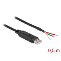 Delock Delock Adapter kábel USB 2.0 Type-A és soros RS-232 közötti 3 nyitott vezetékkel 0,5 m
