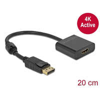 Delock Delock Adapter DisplayPort 1.2-dugós csatlakozó-HDMI-csatlakozóhüvely 4K aktív fekete